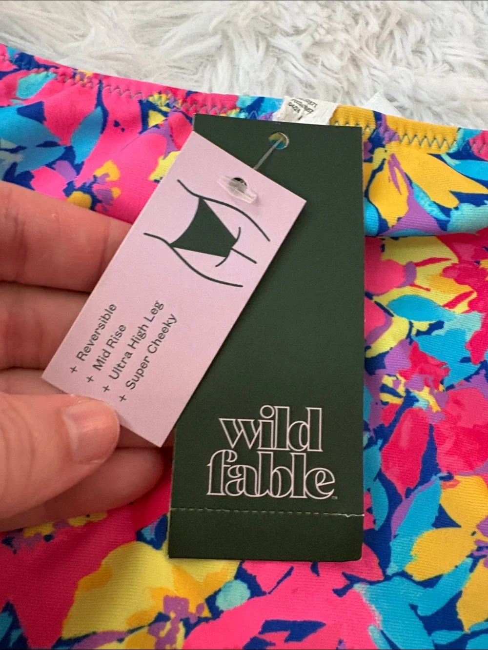 NWT Wild Fable Floral Polka Dot Reversible Ultra High Leg Swim Bottoms Size XL